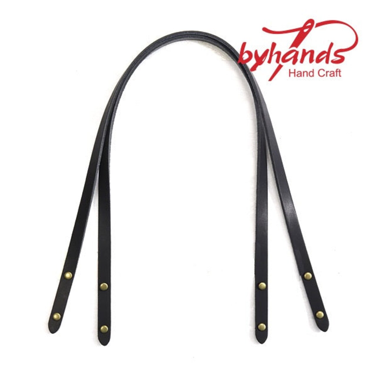 21.8" byhands 100% Genuine Leather Shoulder Bag Strap with Rivet, Black (24-5501)